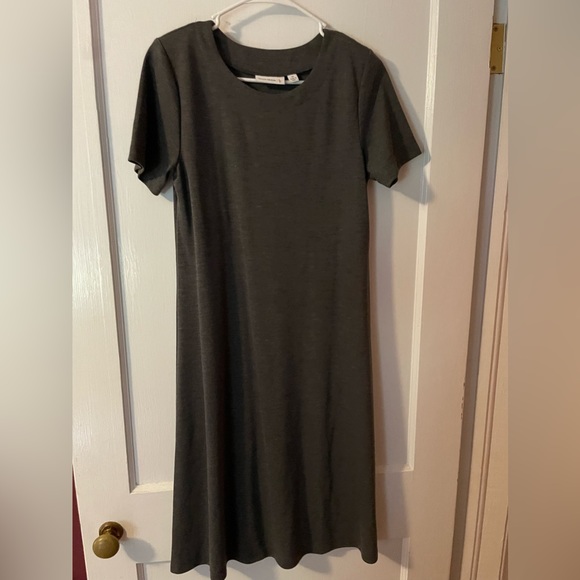 Susan Graver Solid Grey Knee‎ Length Dress XS Shortsleeved Shirt Dress - Picture 1 of 3